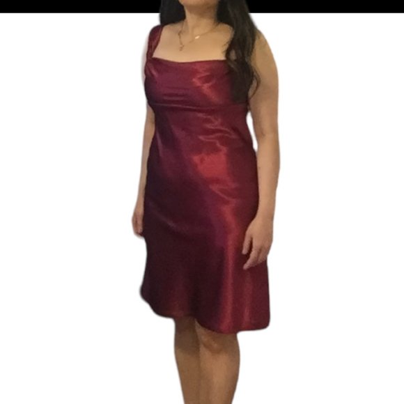 Satin Burgundy Dress - Picture 1 of 17